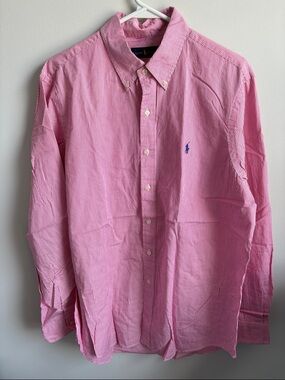 Ralph Lauren Pink & White Micro-Striped Button-Down Shirt